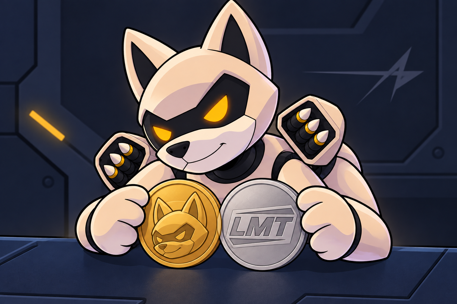 Martinu connecting his embossed gold token with a silver LMT token